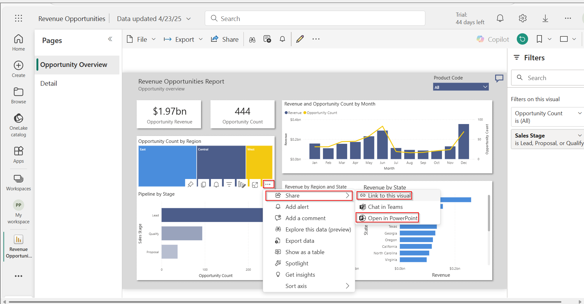 Power BI share link screenshot